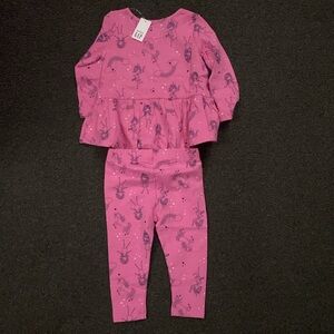 GAP baby girl pant set. Pink. Fairies, unicorns and rainbows. 12-18M